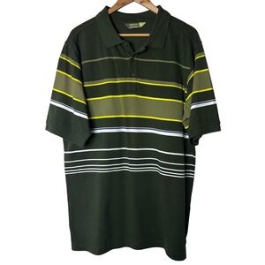 Burton Shirt Size XL Mens Green Striped Short Sleeve Polo Cotton Golf Casual‎